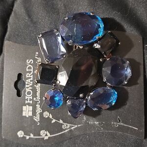 Black and Blue Gemstone Brooch